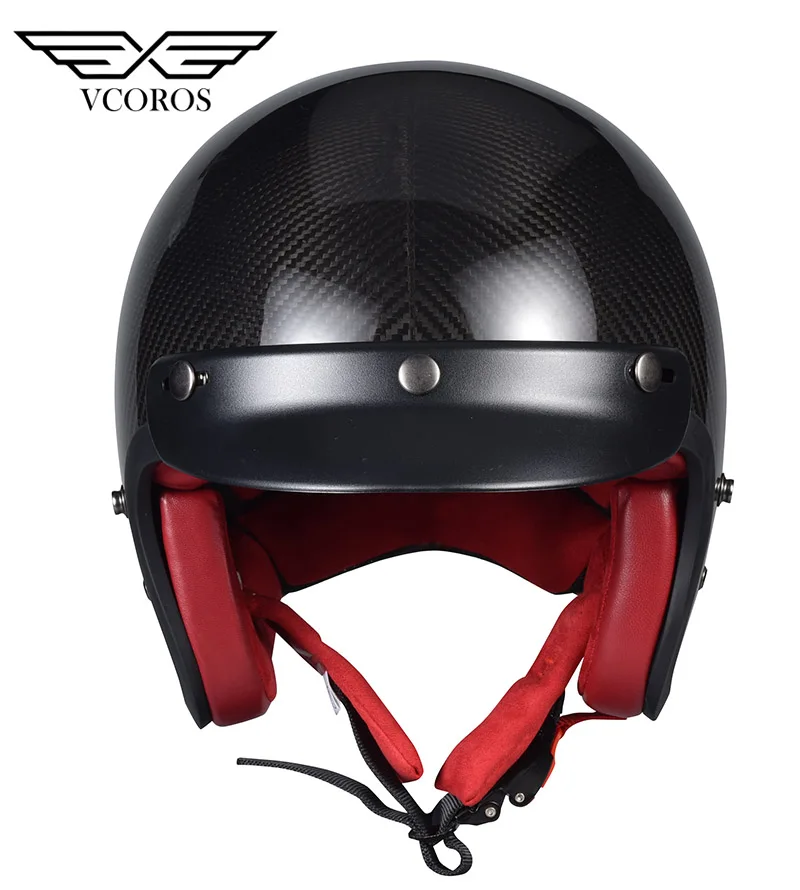 VCOROS мотоциклетный шлем из углеродного волокна с открытым лицом винтажные Ретро