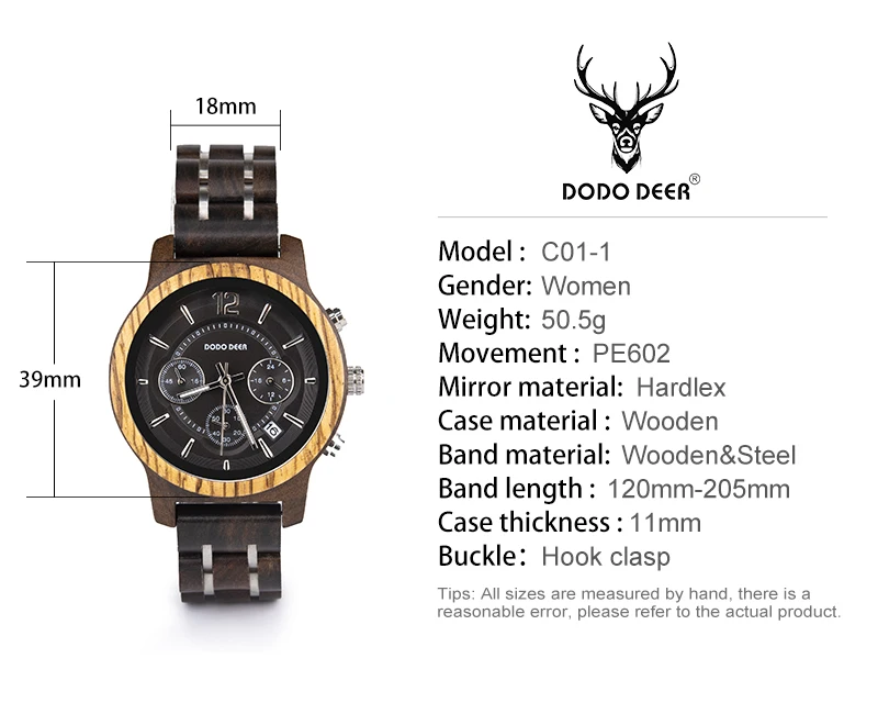 DODO DEER Luxury Women Watch Classic Wood Metal Chronograph Auto Date Display Relogio Feminino Top Brand Dropship DIY C01