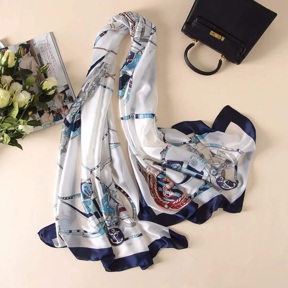 [RUNMEIFA] 2018 New Fashion silk Scarves Women Summer beach shawls and capes Scarf 180*90 Female Soft Comfortable accessories |