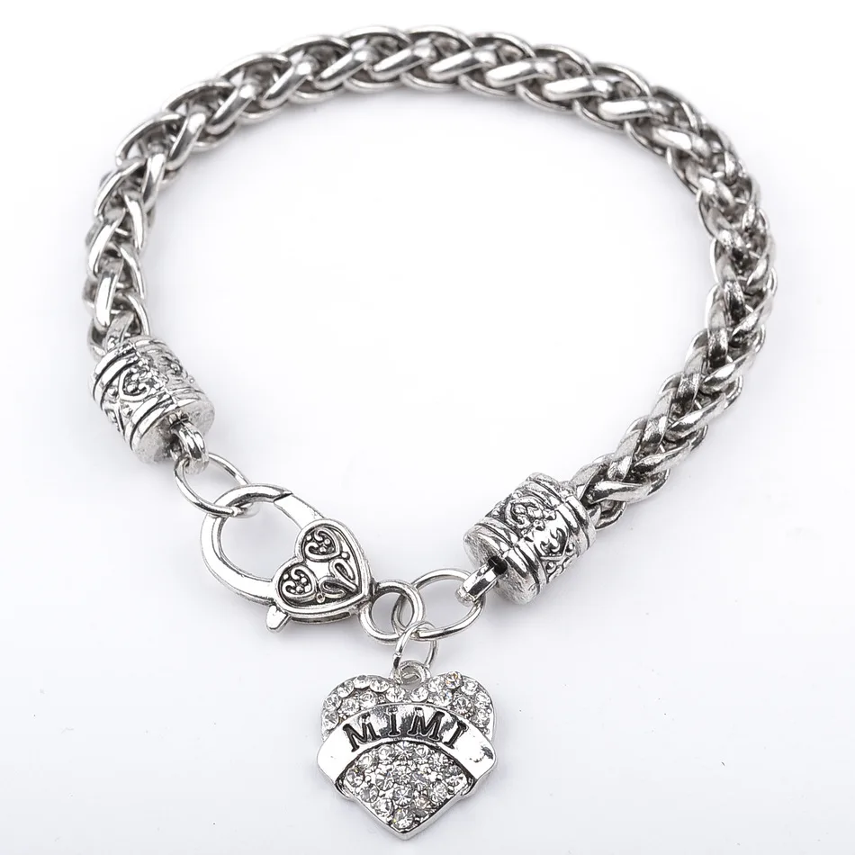 2017 Новый Сердца Rhinestone Браслет Письма МАМА СЕСТРА МИМИ НАНА нана племянница