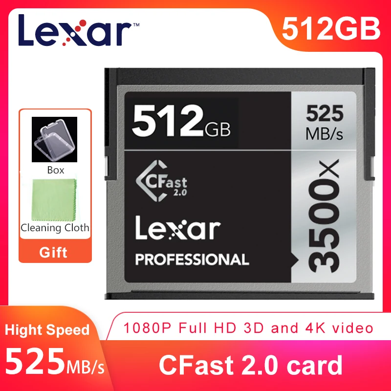 Совершенно новый! Lexar Pro 535 МБ/с. 3500x высокоскоростная карта памяти 32 Гб 64 128 ГБ 256 512