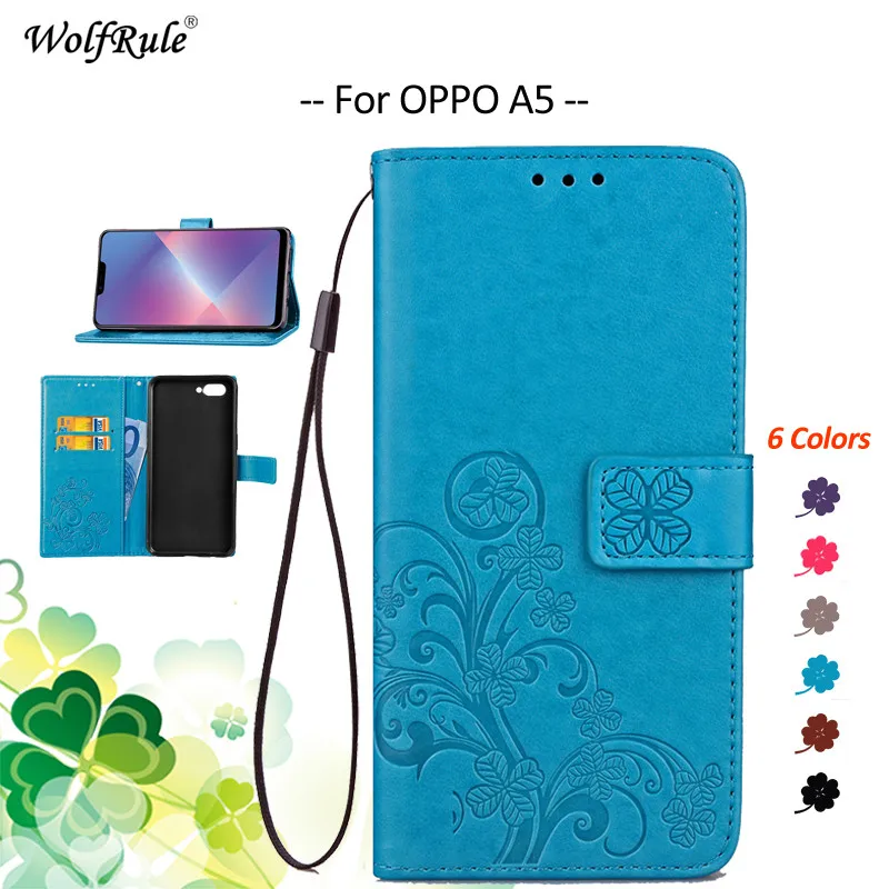

Чехол для OPPO A5 чехол WolfRule Флип PU держатель для карт кошелек бампер чехол для OPPO A 5 чехол для телефона чехол для OPPO A5 крышка 6,2''
