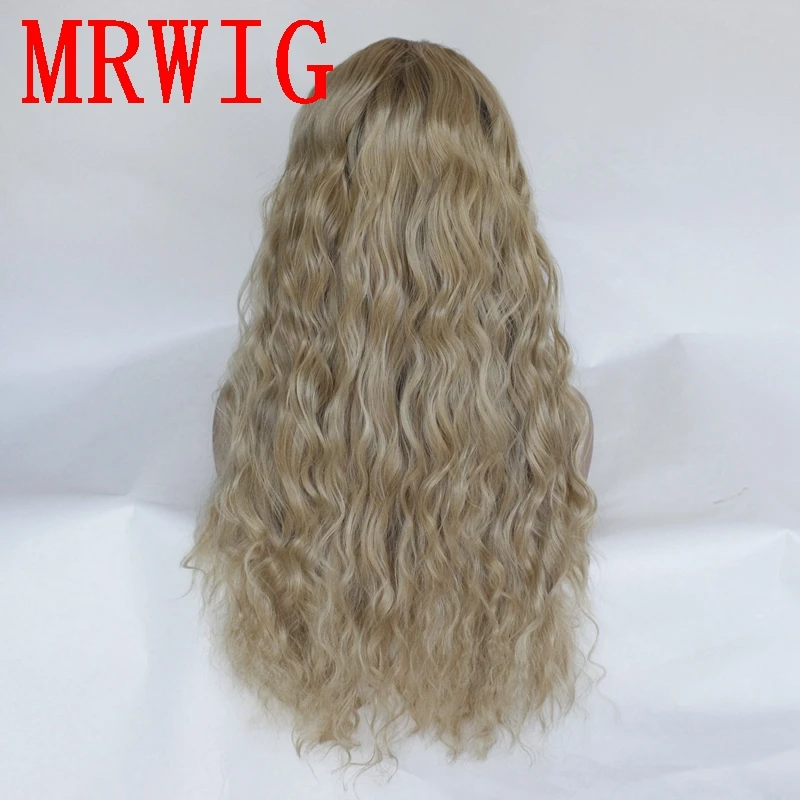 MRWIG длинный кудрявый коричневый/27 # mixed613 средняя часть короткие темные корни