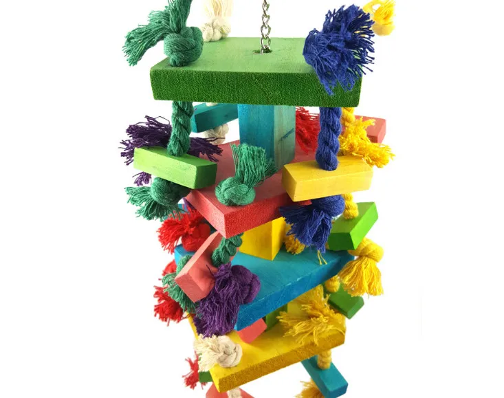 Pet birds Large size colored bird toys cotton rope blocks gnawing parrots | Дом и сад