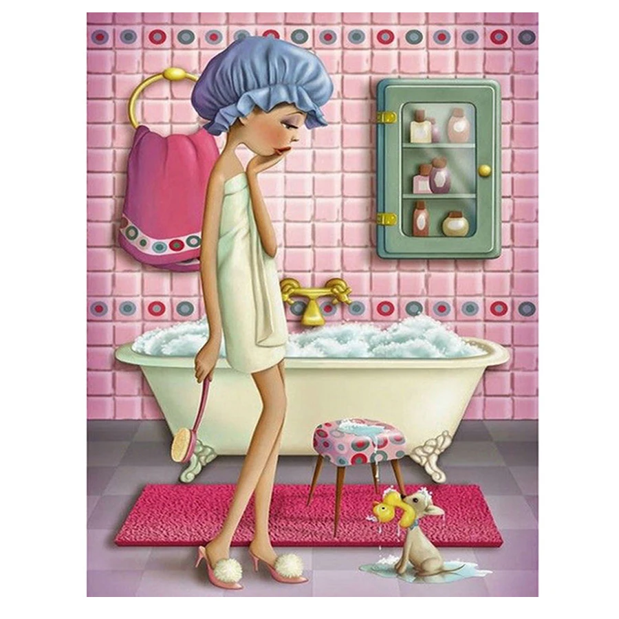 Алмазная вышивка девушка в ванной комнате 5d алмазная живопись полная мозаика 3d