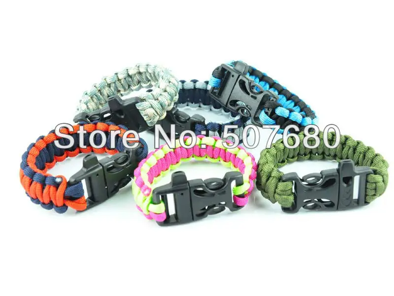 10pcs/Lot Military Survival Bracelets Custom 550 Paracord With Whistle Ourdoor 7-core Bracelet For Hiking &amp Camping | Украшения и