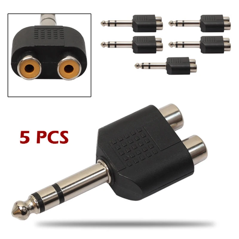 

5pcs Jack 6.35mm 1/4" Male To 3.5mm 1/8" Female Audio Converter 6.5 male to 3.5 female Stereo terminal plug headphone adapter
