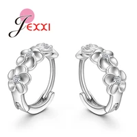 real 925 sterling silver earring women beautiful flowers shape earrings embed cz crystal pretty for wedding accessories