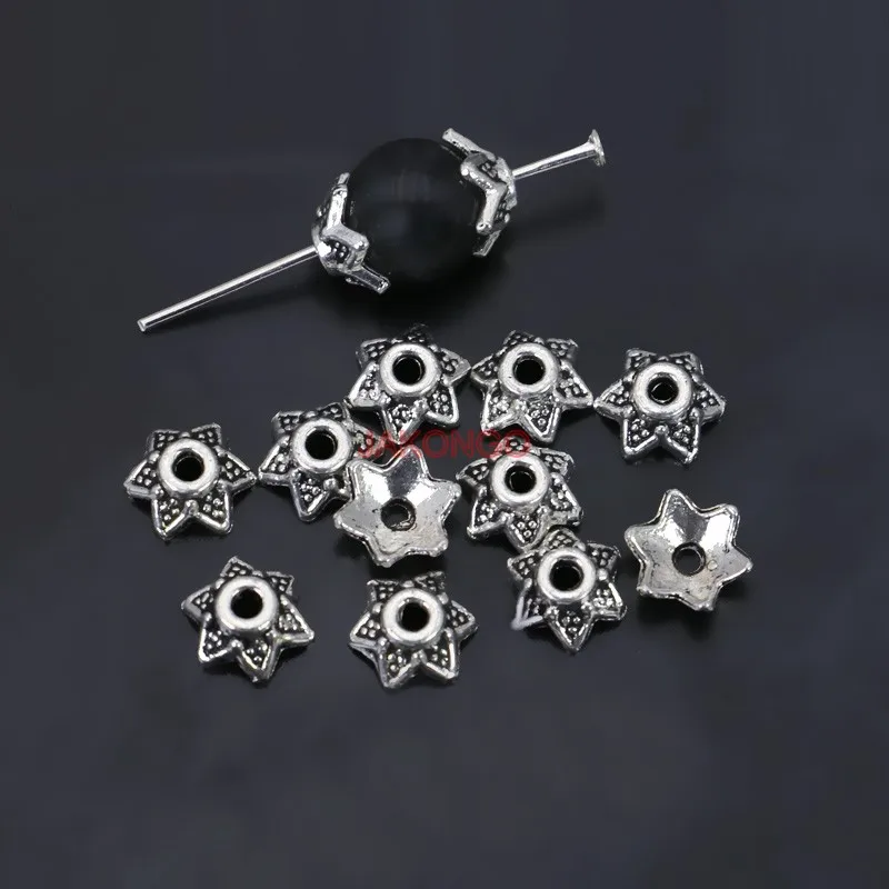 Посеребренные бусины в античном стиле с цветами подходят для браслетов ожерелий