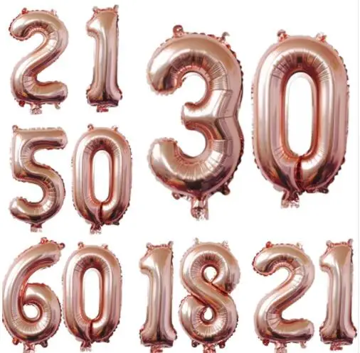 2 шт 16 дюймов/32 дюйма розовое золото номер 18th 20th 21st 30th 50th фольга шары для взрослых