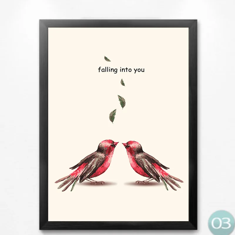Акварельные Цветы Lover Birds художественная живопись холст печать плакаты настенные