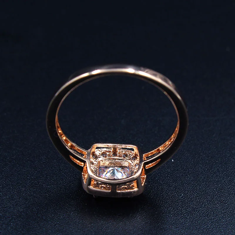 Классические Свадебные Кольца принцессы 1.25ct CZ Stone для женщин цвета розового
