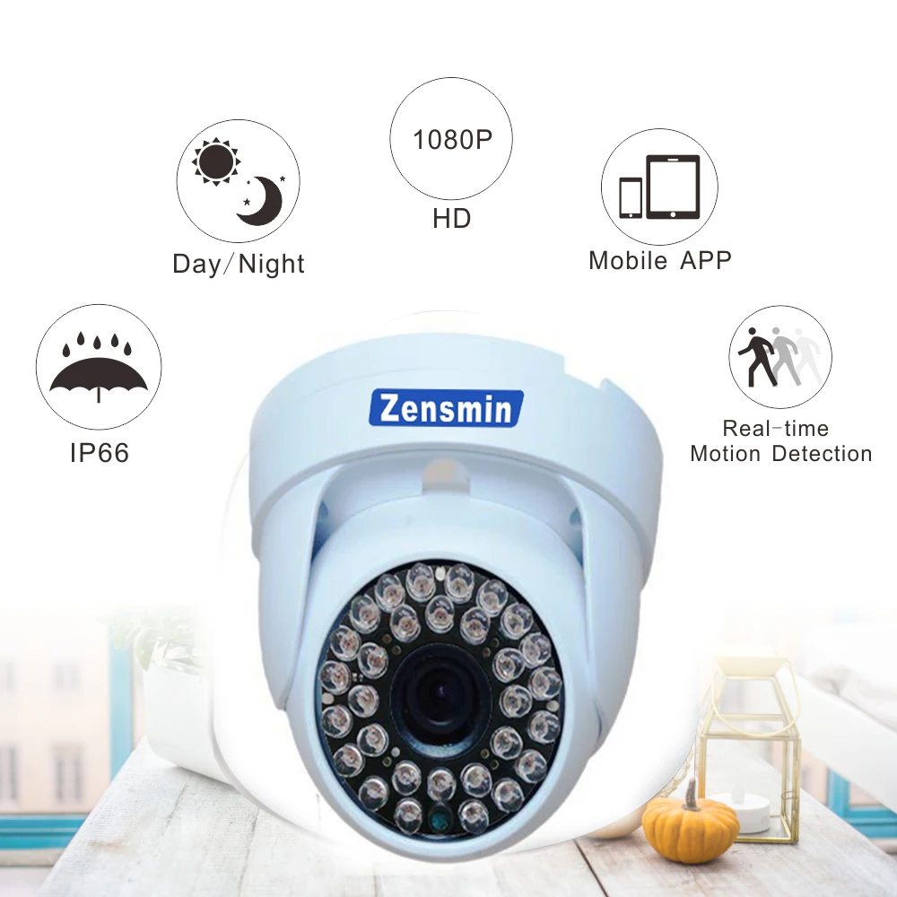 Zensmin H.265 2.0MP IP купола CCTV Камера Крытый 1080 P 48 В poe системы безопасности дома 24 часа