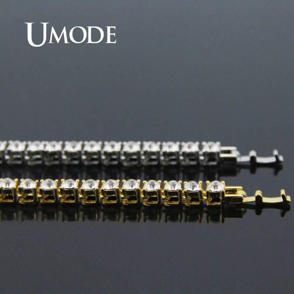 Новый модный браслет UMODE с цирконом для мужчин тенниса золотистый черный