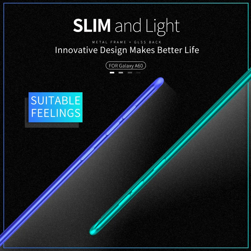 For Samsung Galaxy A60 Case Transparent Tempered Glass Metal Frame Back Cover Hard Cases Clear phone case |