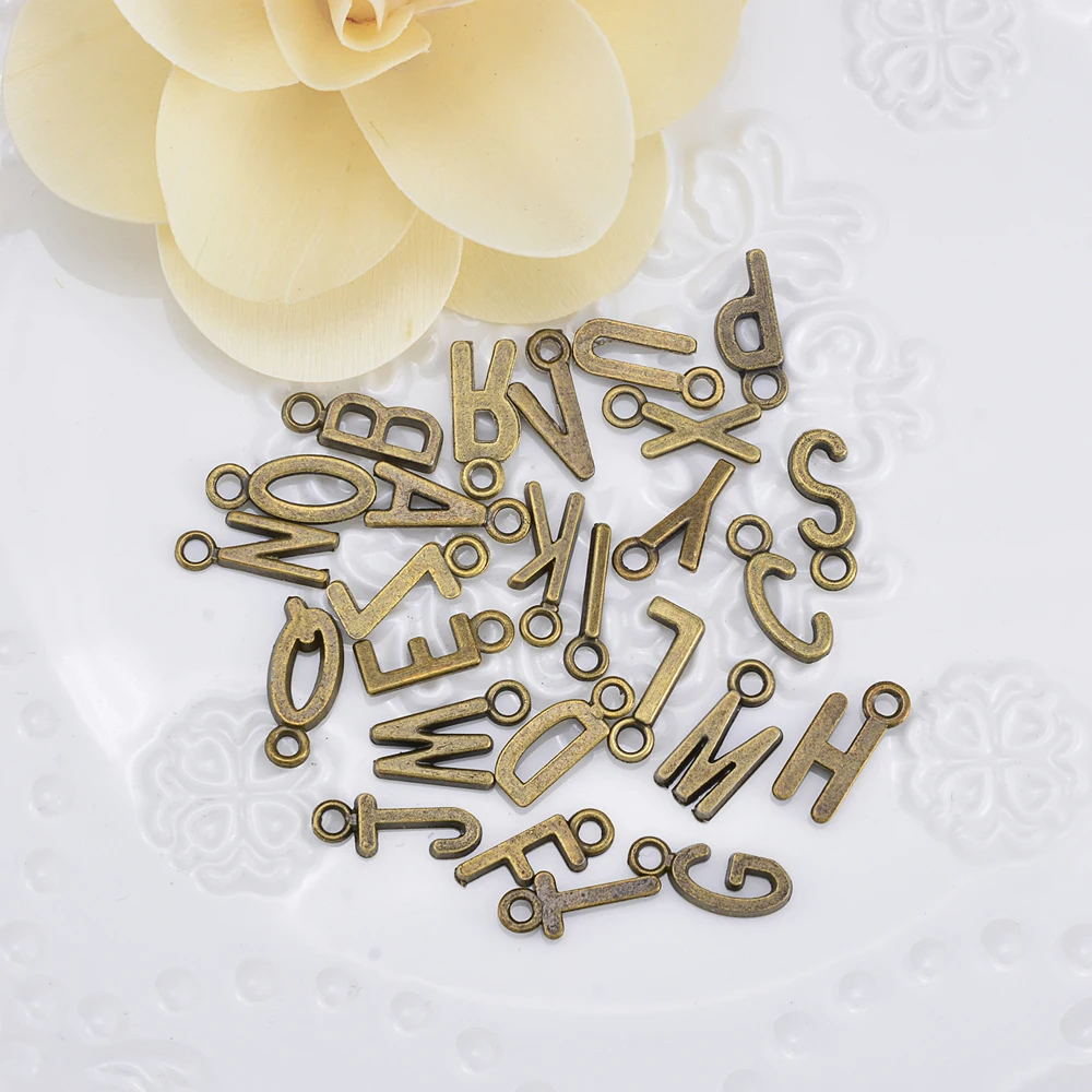

2 Set Antique Bronze Plated Alloy MIX 26 Alphabet Letter Charms For DIY Handmade Charms Bracelet Necklace Jewelry Findings