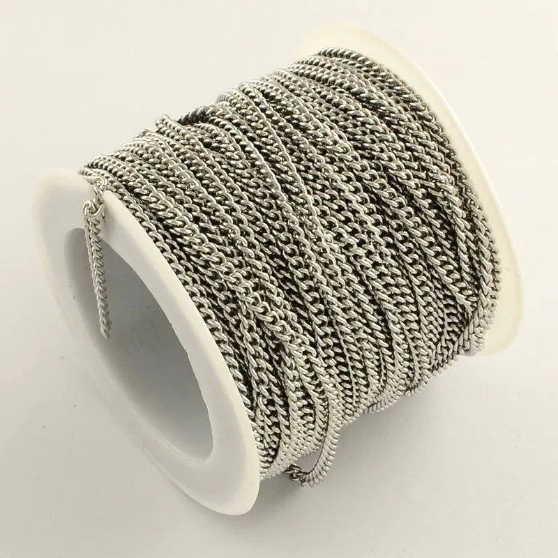 2.7x2x0.5mm 10 м/рулон сварной 304 Браслет из нержавеющей стали цепи провода для самостоятельного изготовления ювелирных изделий браслет ожерелье аксессуары-фурнитура - Цвет: 2.7x2x0.5mm