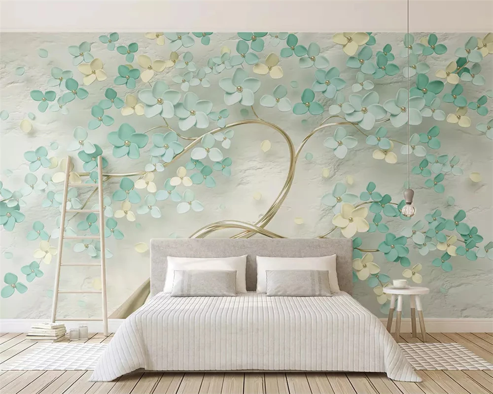 Beibehang пользовательские модные обои новые маленькие свежие Мятные зеленые 3d