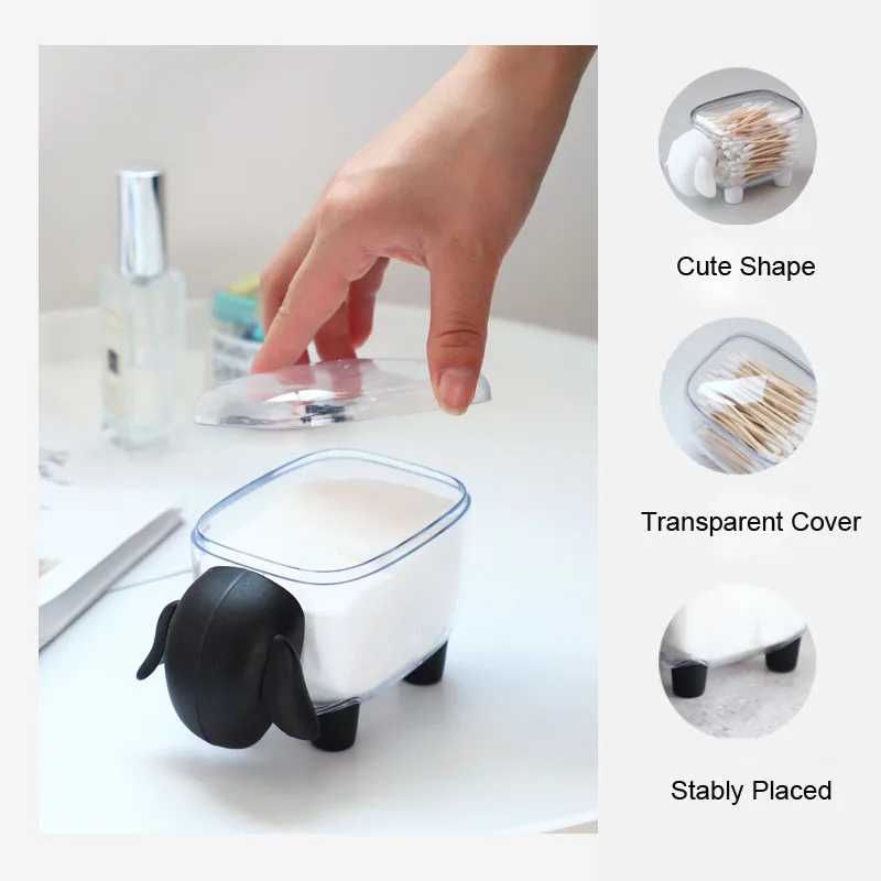 

Cute Sheep Dust-proof Box Creative Mini Plastic Elephant Goat Cotton Swab Toothpick Storage Box Home Desktop Cosmetic Organizer