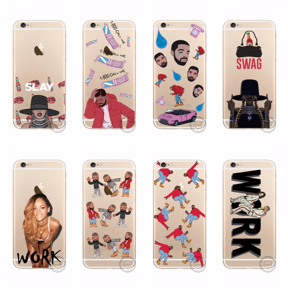 Жесткий чехол для телефона из ПК iPhone 7 Plus 8 6 6s 5 5S SE Super Star Rihanna Drake Crystal прозрачный