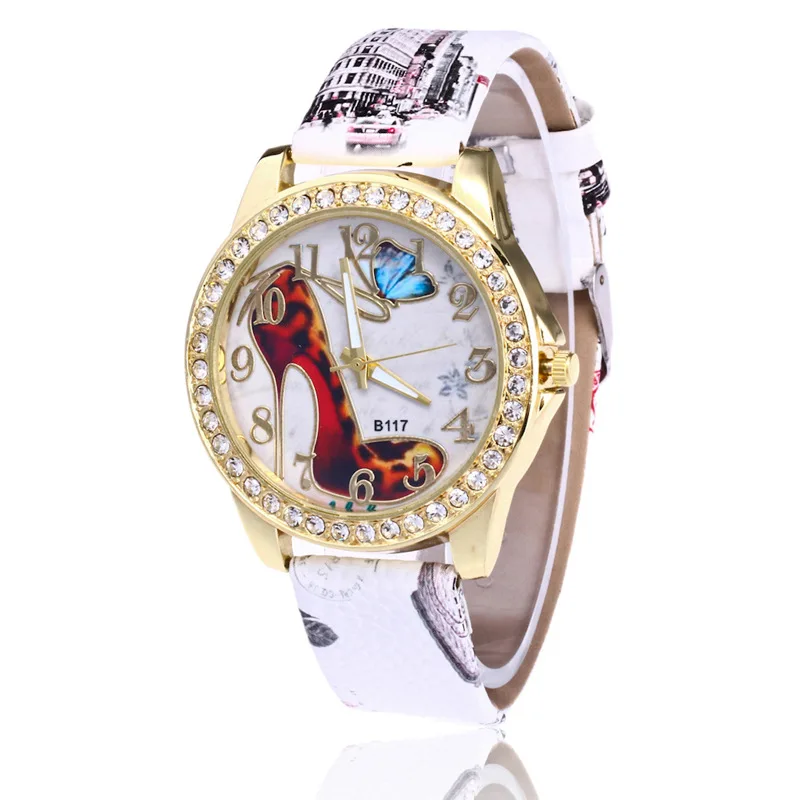 Лидер продаж Обувь на высоком каблуке Кожаные часы для женщин Женская