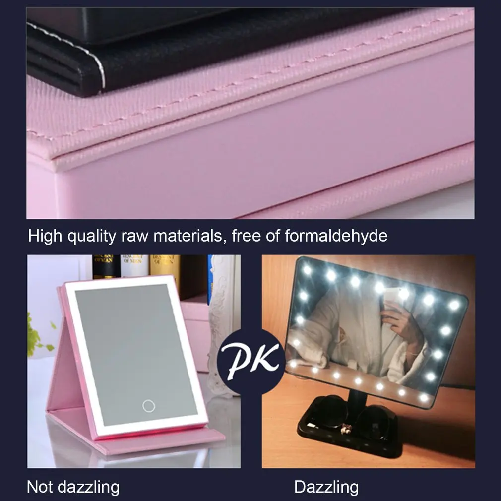 1 шт. Макияж зеркало led подсветкой из искусственной кожи Сенсорный экран