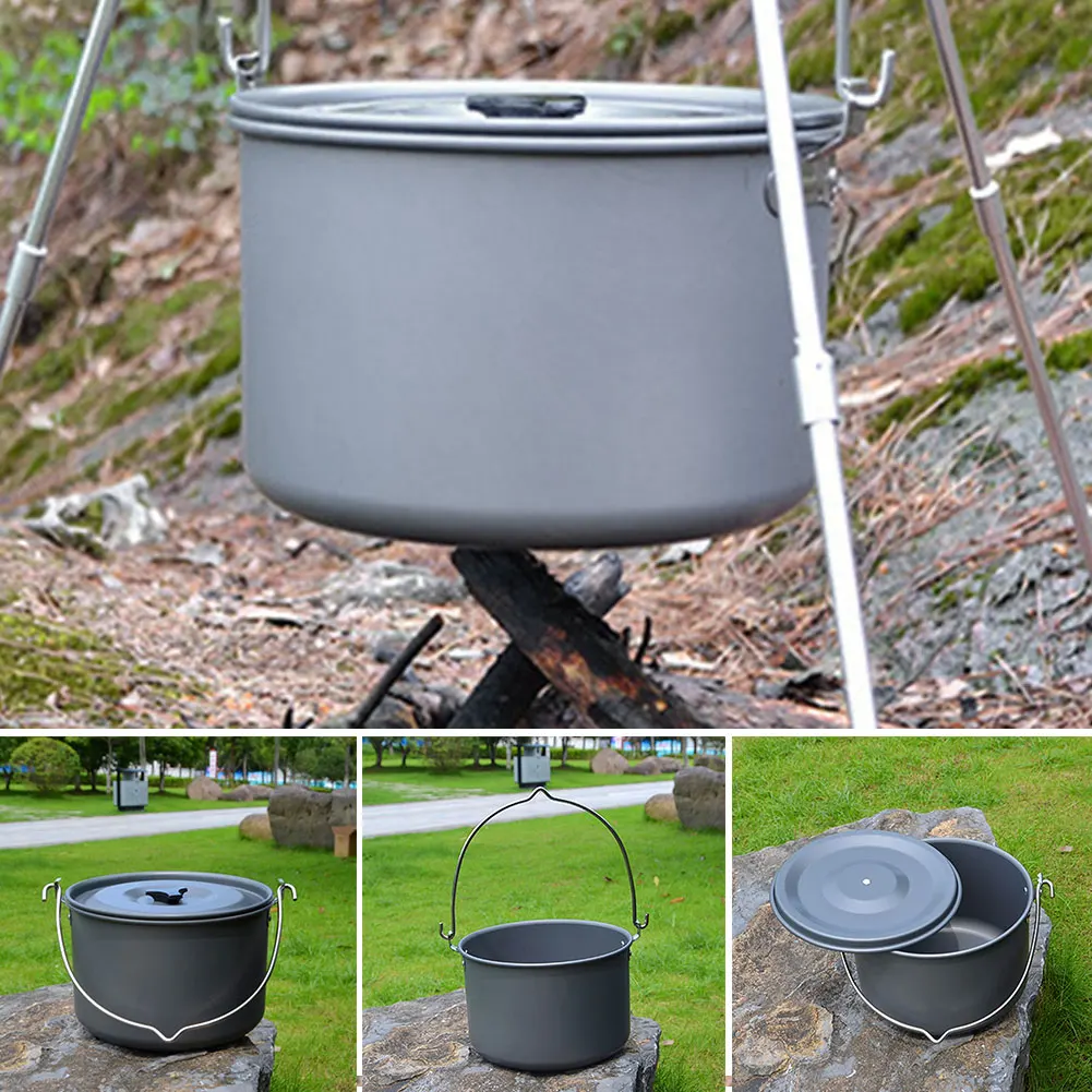 Новый Открытый одиночный горшок алюминиевый сплав Кемпинг 5-8 походный котел для