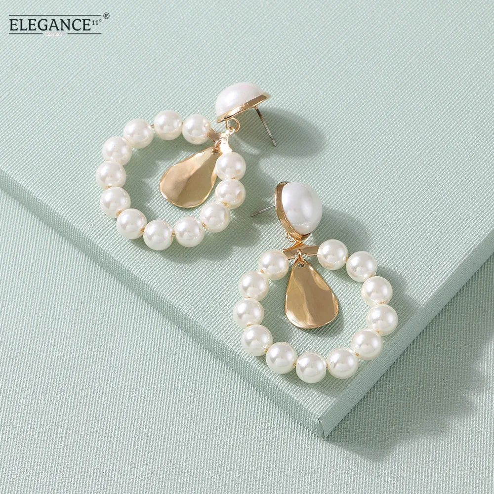 ELEGANCE11 жемчужные серьги круглые с подвесками для женщин ювелирные изделия