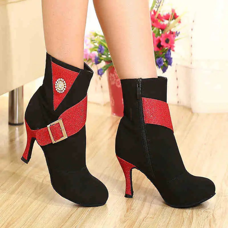 DILEECHI/женские ботинки для бальных танцев на высоком каблуке 7 5 см|dance shoes high heel|dance