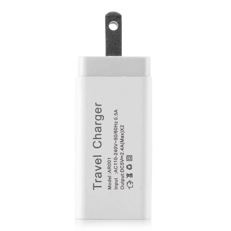 Двойное зарядное устройство USB 5 в 2 4 А адаптер питания с вилкой Стандарта США для