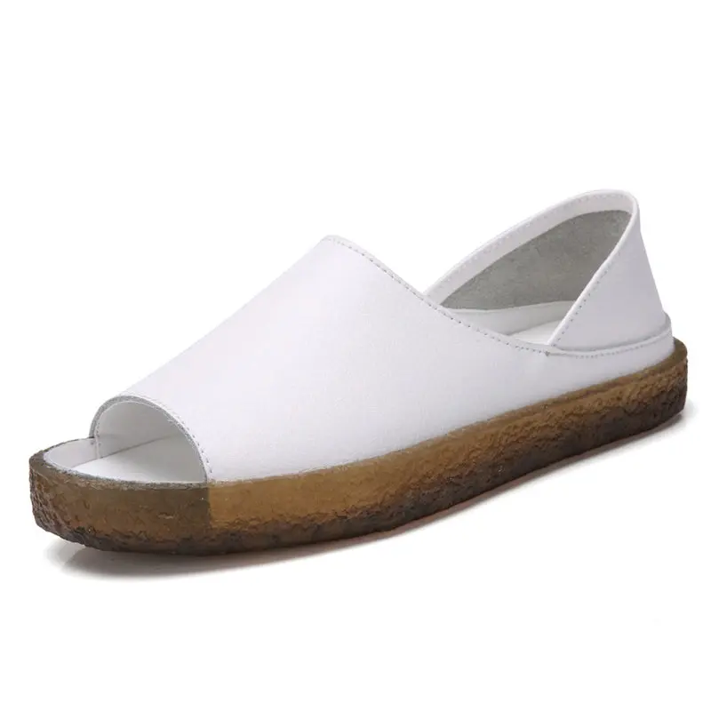 Women Sandals Genuine Split Leather Flat Heel Ankle Slip on Solid Slides Platform Flip Flops Ladies Mules Sandalias Mujer 035W | Обувь