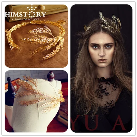 Головные уборы HIMSTORY, корона на ветке, тиара, с листьями, аксессуары для волос для вечеринок