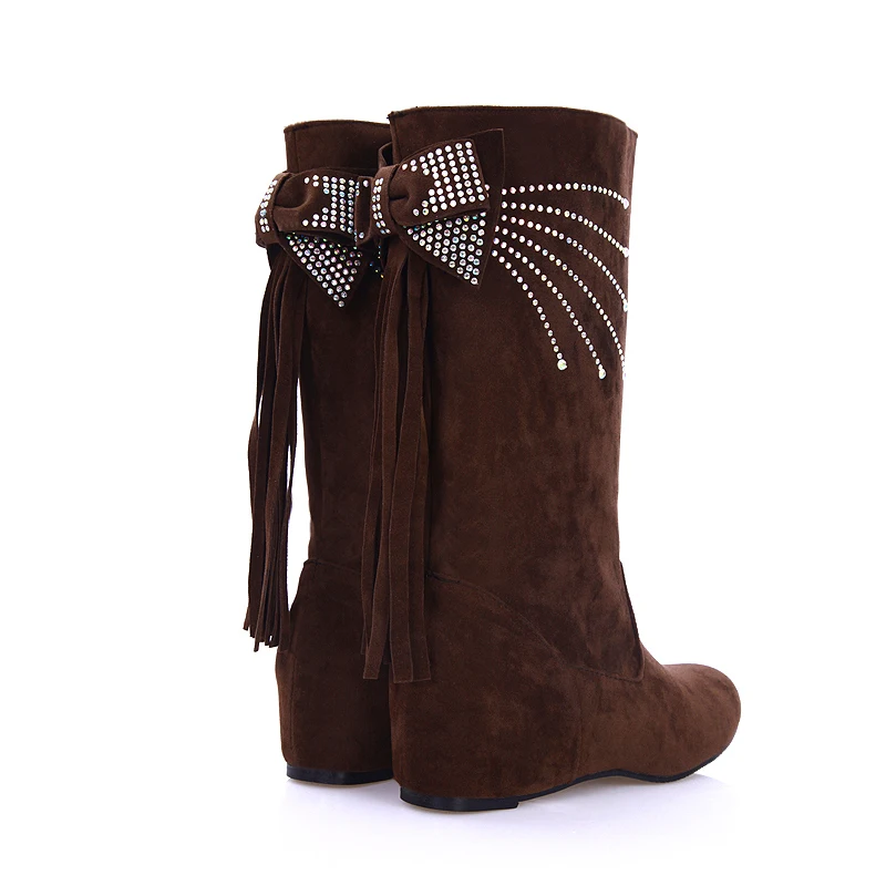 2016 г. Новая зимняя женская обувь модные сапоги до середины икры с круглым носком