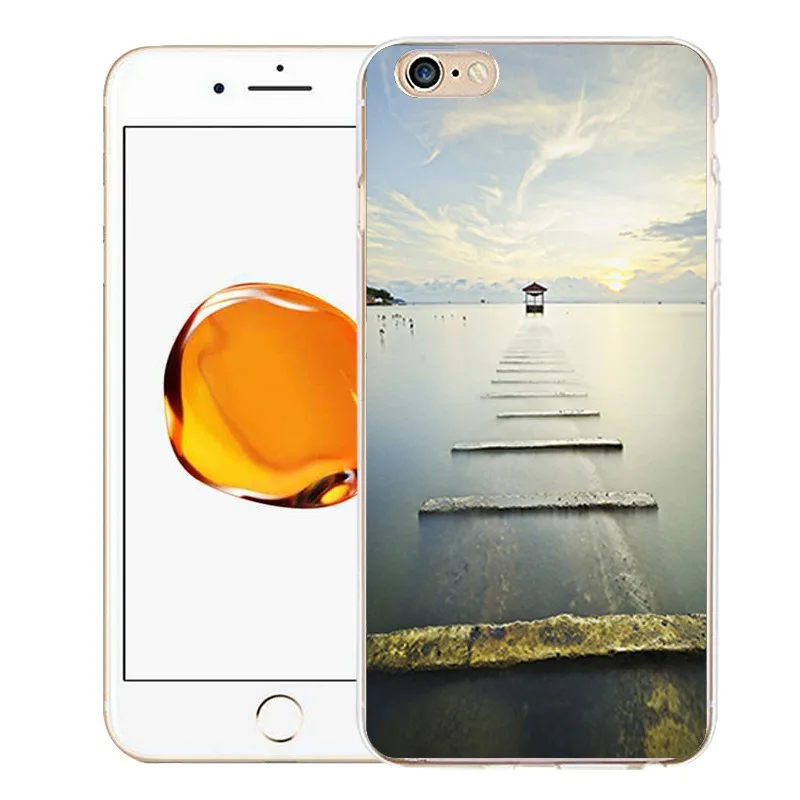QMSWEI TPU прозрачный телефон чехол для iPhone 6G 6s 7 8 plus x мягкий мост кошка небо море CuteCover