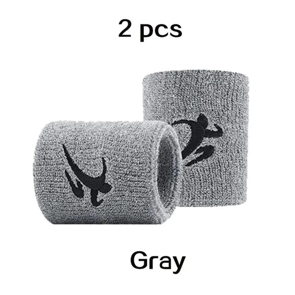 1 Pair Gray Хлопковые эластичные браслеты на запястье для тренажерного зала и фитнеса, поддержка силовой тяжелой атлетики, нарукавники для баскетбола, тенниса, бадминтонный напульсник - Цвет: 1 Pair Gray