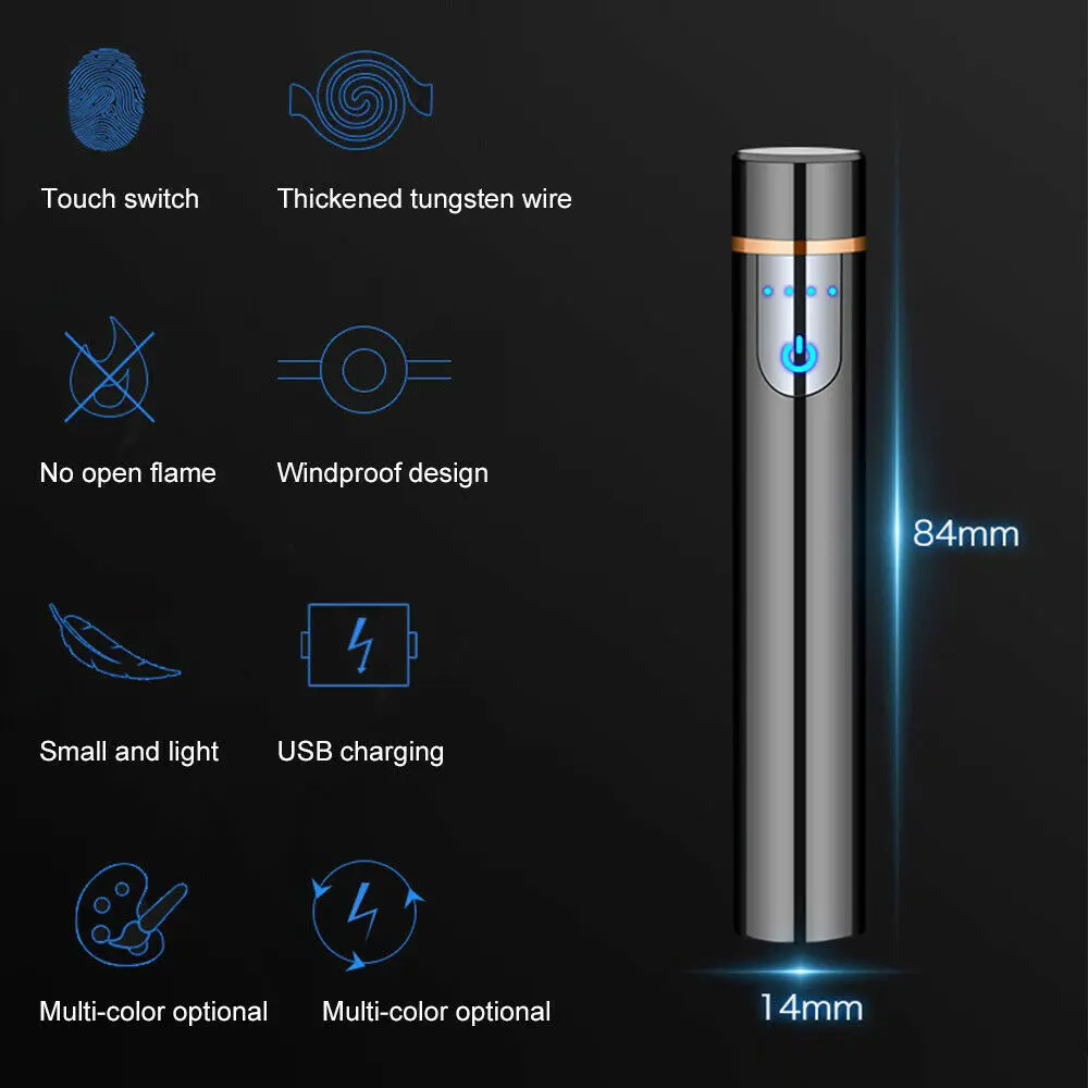 Mini Cigarette Lighter Metal USB Charging Rechargeable Electric Windproof Smoking Gadgets Accessories For Men | Дом и сад