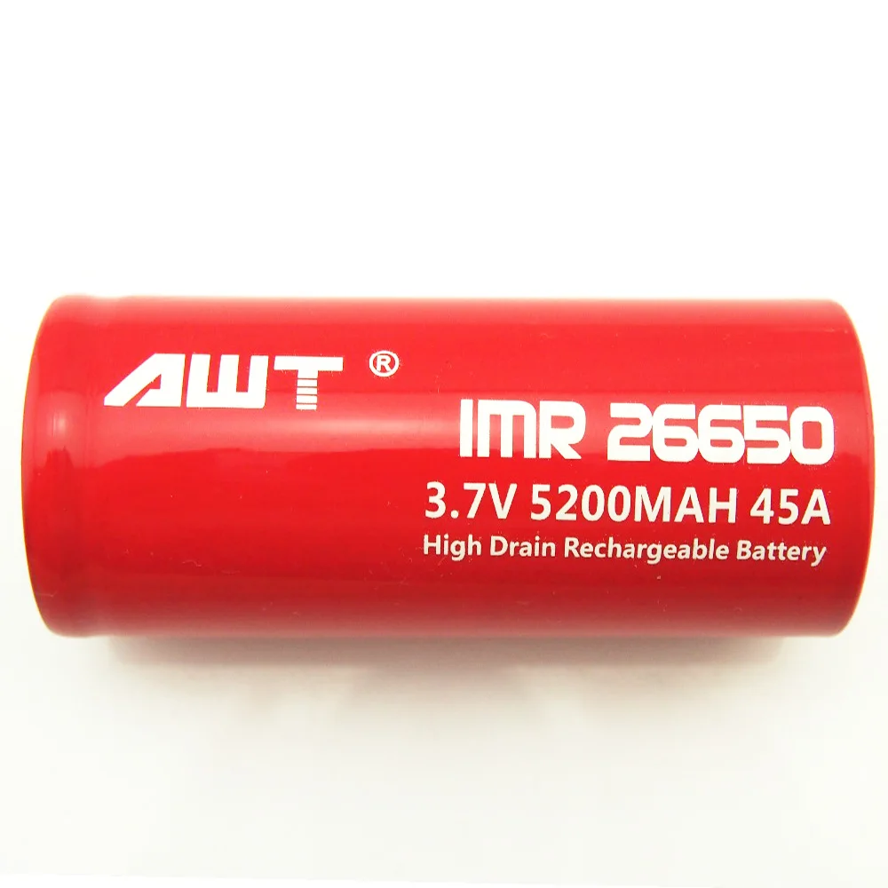 AWT 26650 Vape аккумуляторная батарея 5200mAh 45A 3,7 V батарея 26650 поисковый фонарь светодиодный фонарик IMR 26650 батарея W028