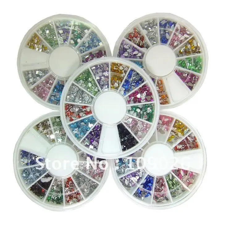 

5x Nail Art Mixed glitter Rhinestone Nail Decoration Gems