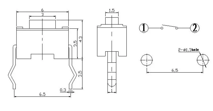 Тактовый переключатель 3x6x5 мм 10 шт. DIP-2Pin тактильные переключатели 3*6*5