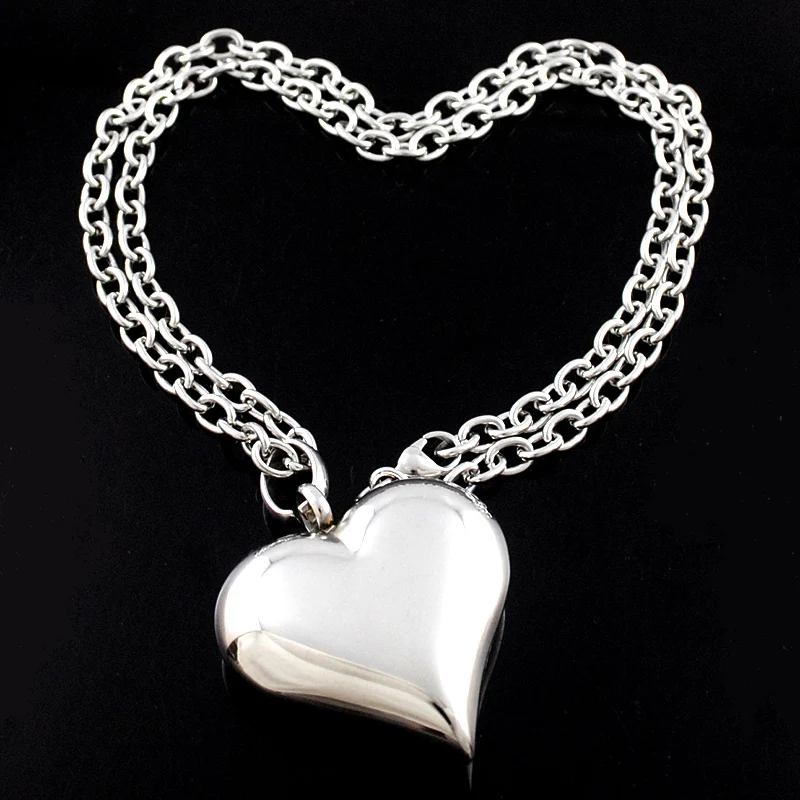 Женское ожерелье с сердечком романтичное из нержавеющей стали серебряным