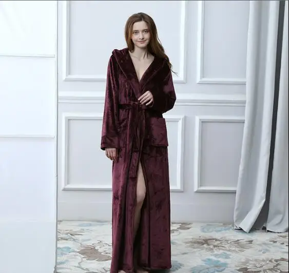 

Fdfklak High Quality 2018 Winter New Flannel Couple Bathrobe Dressing Gown Thicken Bath Robe Sexy Robe Longue Femme M-XL Q1098