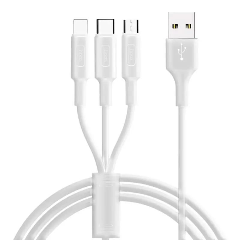 Белый HOCO 1 м 3 в 1 USB зарядное устройство зарядный кабель для iPhone Android телефонов usb type c type-c кабели для мобильных телефонов для iPhone X 8 7 6 горячая распродажа - Цвет: Белый