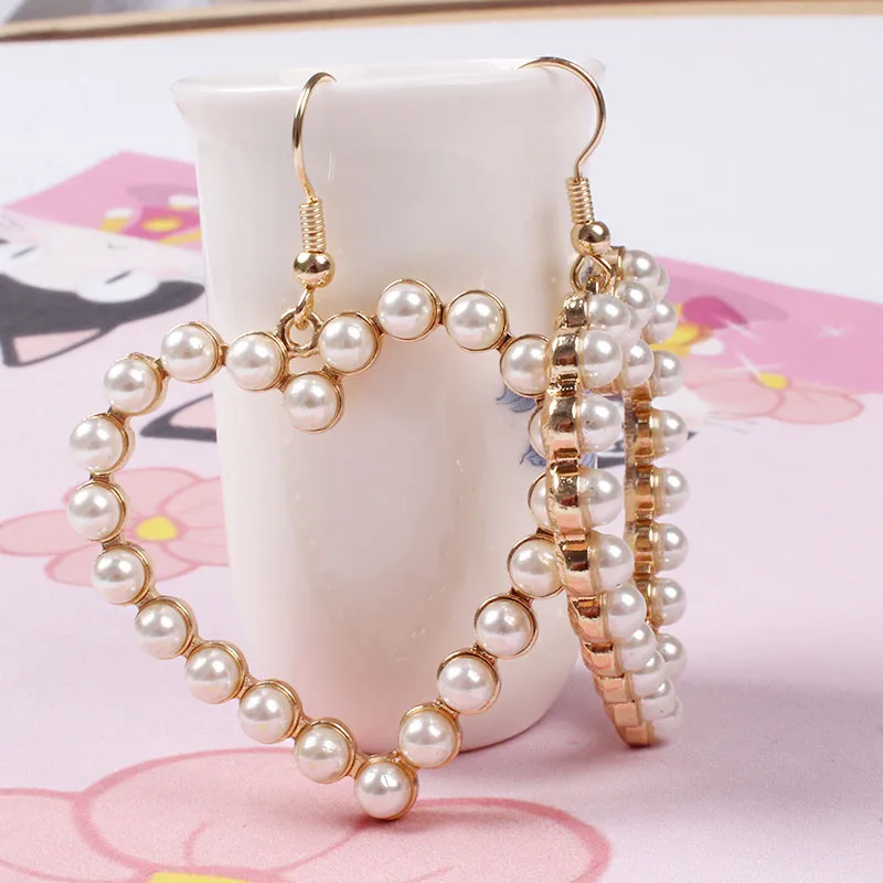 free shipping fashion women New Jewelry wholesale Pearl hollow peach heart earrings for | Украшения и аксессуары