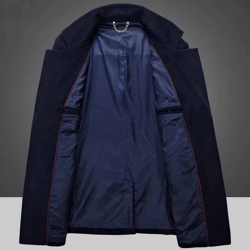 2018 Autumn Winter Solid Casual Faux Wool Coat Men Long Sleeve Turn Down Collar Button Hot Sale Men's Trench GD982 | Мужская одежда