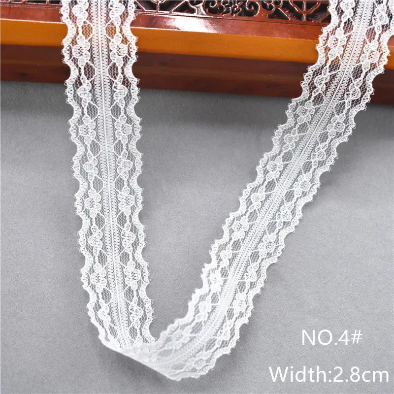 4-Width 2.8CM 10 ярдов, 38 цветов, белая кружевная лента, тканая лента, французская африканская кружевная свадебная ткань, сделай сам, одежда/подарочная упаковка - Цвет: 4-Width 2.8CM