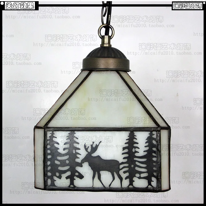 

American village Stained Glass Suspended Luminaire 110-240V Chain Pendant light restaurant bar corridor bedroom decorative