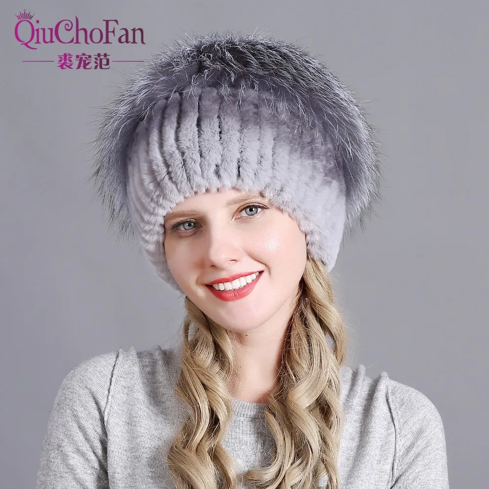 

Для женщин меховая шапка РОССИЙСКИЙ ТРИКОТАЖ Кепки шляпа Женская зимняя обувь кролика и лисы шапка Настоящее меховая шапка Кепки s зима Для ...