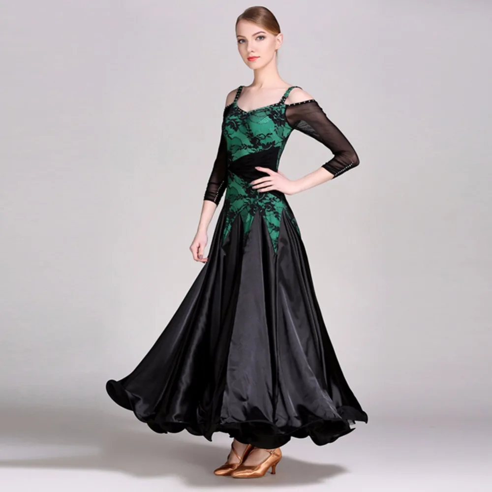 Новинка 2018 женское платье для бальных танцев зеленое/розовое Венского вальса