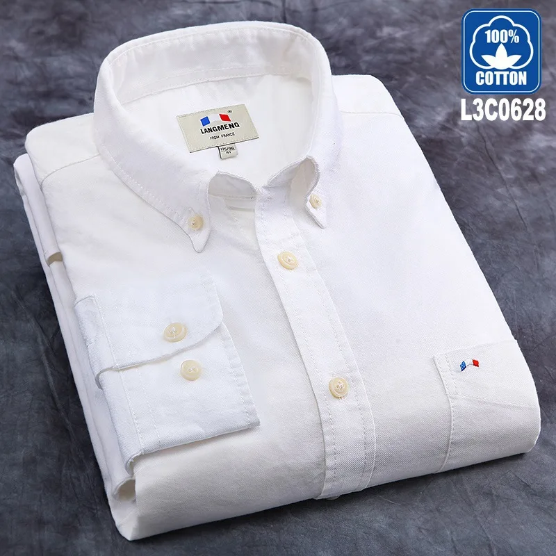 Langmeng, Весенняя Мужская рубашка camisa masculina, 5XL размера плюс, хлопковая брендовая полосатая рубашка, мужские повседневные рубашки с длинным рукавом, оксфордская рубашка - Цвет: L3C0628