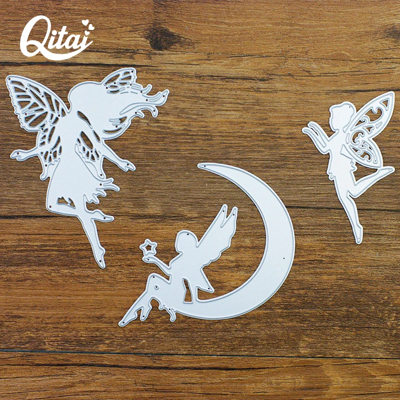 Сказочный эльф Ангел QITAI 3 шт./компл. металлические резные штампы DIY Скрапбукинг Фотоальбом Декоративные тиснения бумажные карты ремесла Deco MD127